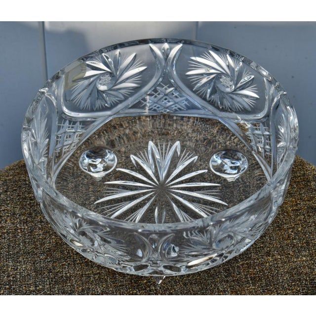 Vintage Bohemia Heavy Cut Crystal Footed Bowl For Sale - Image 13 of 13