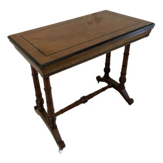 Antique Oak and Ebony Fold Over Card Table For Sale