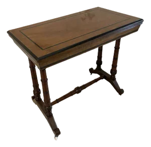 Antique Oak and Ebony Fold Over Card Table