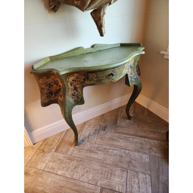 Beautiful antique Venetian corner console desk vanity or accent table that leans against a wall or corner. Because it is...