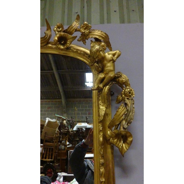 Very & Impressive Victorian English Gilt Overmantle Mirror For Sale - Image 5 of 13