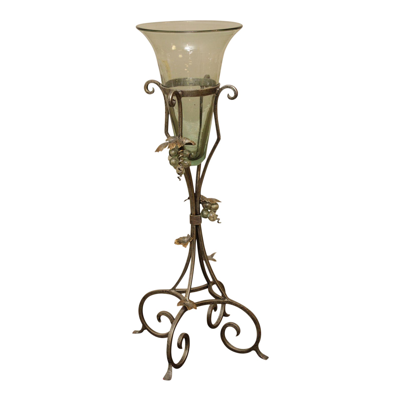 Wrought Iron and Glass Champagne, Wine Cooler, Stand Chairish