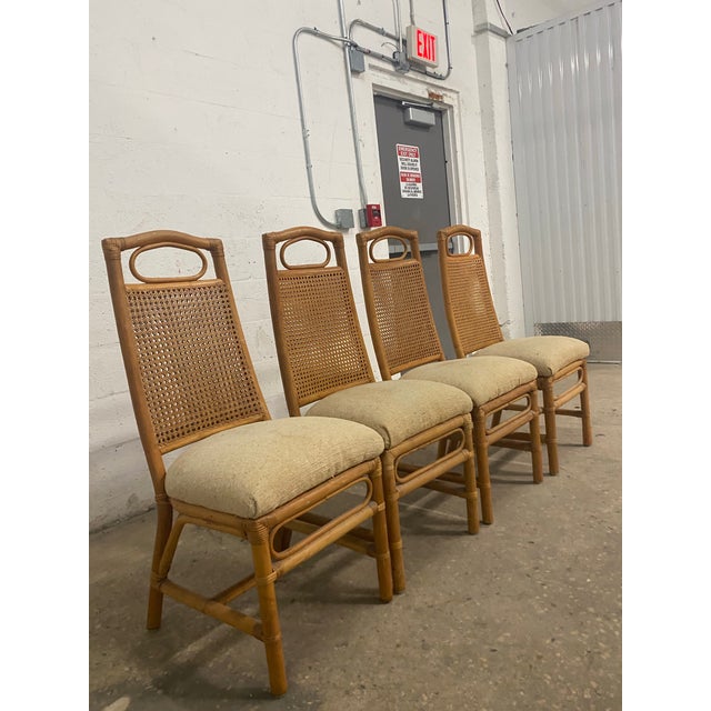 1980s Cane and Bamboo Chairs- Set of 4 For Sale - Image 12 of 12