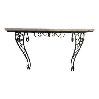 Art Deco Style Console Table in Hammered Wrought Iron, 1900s For Sale