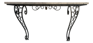 Art Deco Style Console Table in Hammered Wrought Iron, 1900s