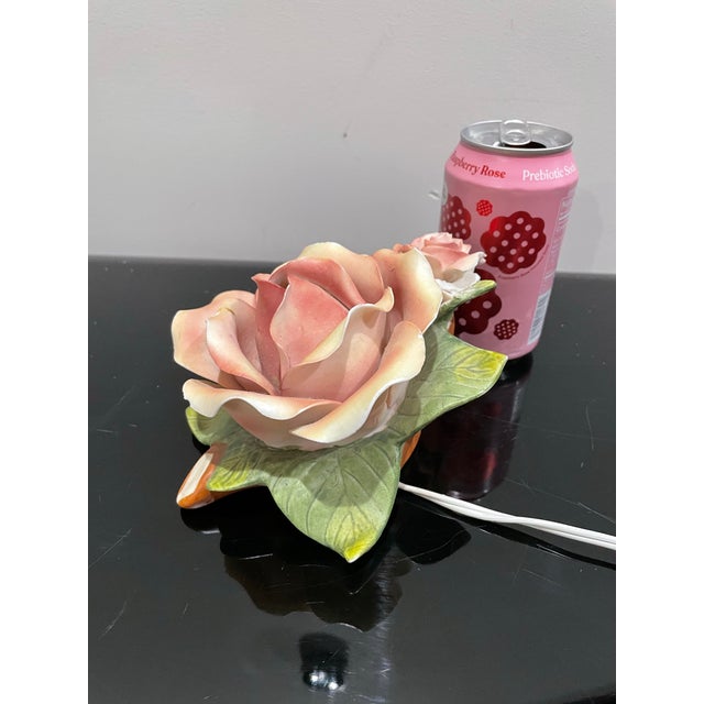 1970s Vintage 1970s Floral Ceramic Nightlight, Hand-Painted Rose Motif. For Sale - Image 5 of 8