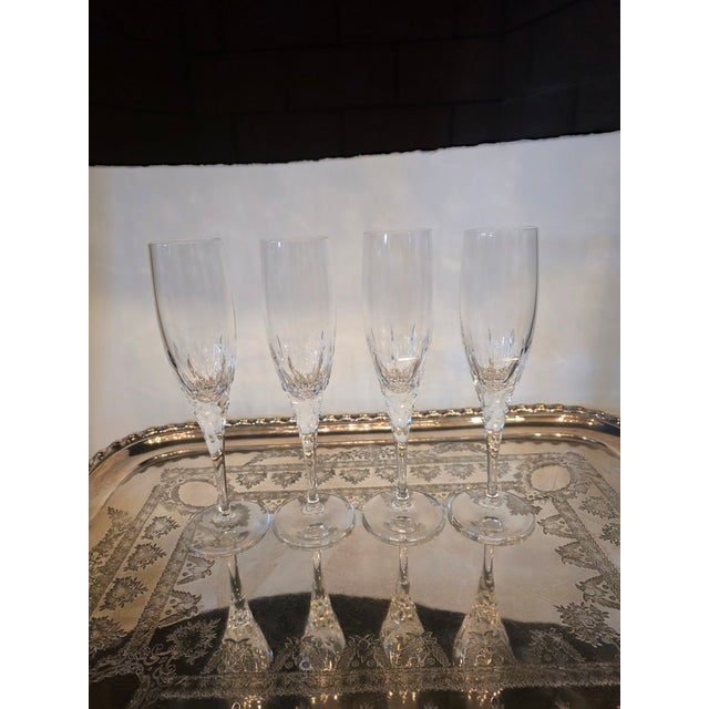 Hoya Champagne Flutes Peony Pattern Set of Four For Sale - Image 4 of 7