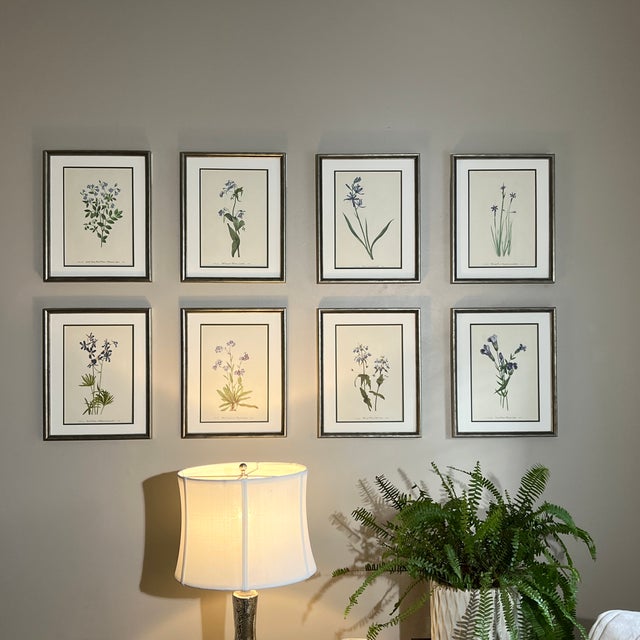 This is a beautiful set of 8 original vintage blue wild flower botanical prints that were published in 1953. These 70 year...