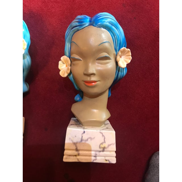 Art Deco 1930s Goldscheider Deco Island Ladies Heads Ceramic Bookends - a Pair For Sale - Image 3 of 10
