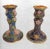 Chelsea House Inc Vintage Cloisonne Navy Blue Light Blue Pink Gold Inlaid Candle Stick Taper Holders- a Pair For Sale - Image 4 of 8