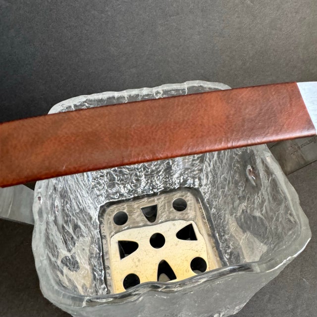 Transparent Mid Century Hoya Ice Bucket & Rocks Glasses MCM Frosted Glass Ice Cube Set of 3 For Sale - Image 8 of 12