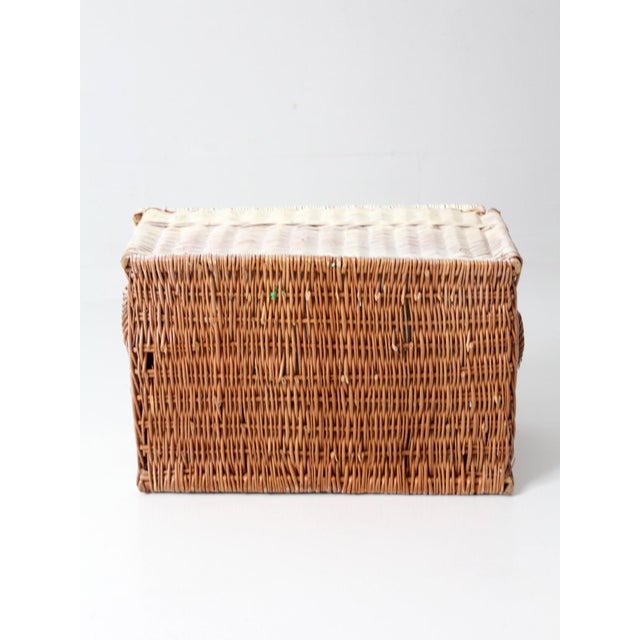Vintage White Wicker Storage Basket For Sale - Image 13 of 18