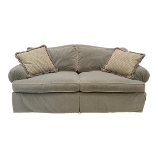 Soft Sage Green Thomasville Plush Couch For Sale