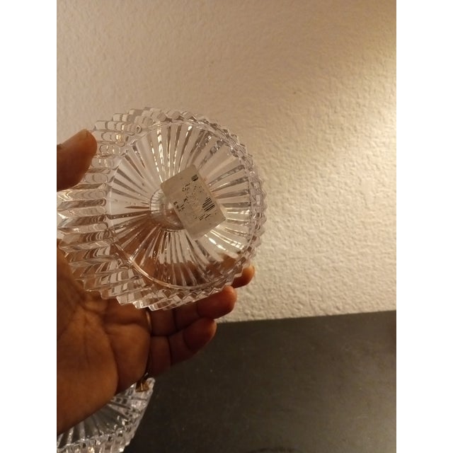 American 1990s Pair of Mikasa Crystal Sunburst Pattern Taper Candle Holders For Sale - Image 3 of 7