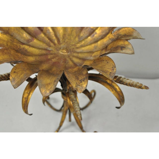 Vintage Italian Hollywood Regency Gold Gilt Tole Metal Iron Compote Centerpiece For Sale - Image 11 of 12