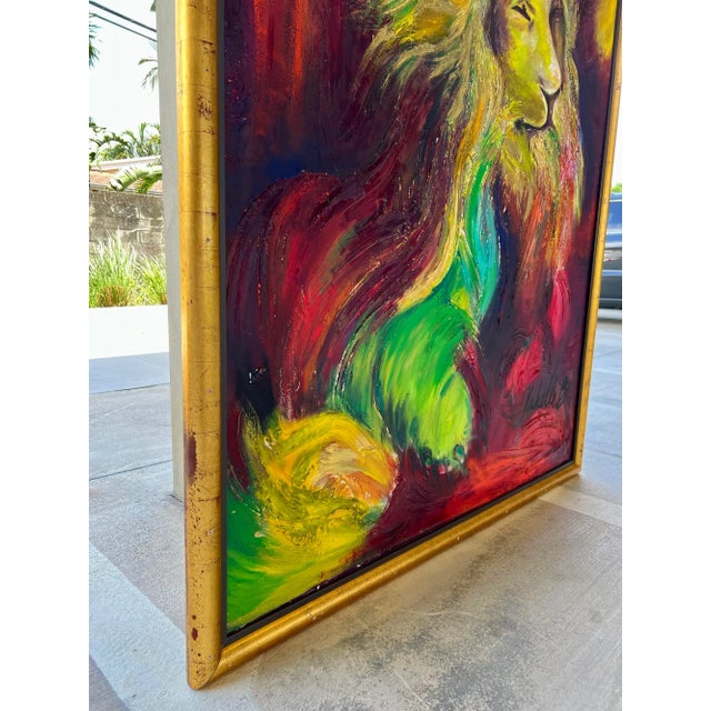 Monumental Expressionist Lion Painting by Michelle Betancourt, Mixed Media For Sale - Image 9 of 13