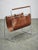 Metal Italian Modernist Leather and Chrome Magazine Rack, 1980s For Sale - Image 7 of 11