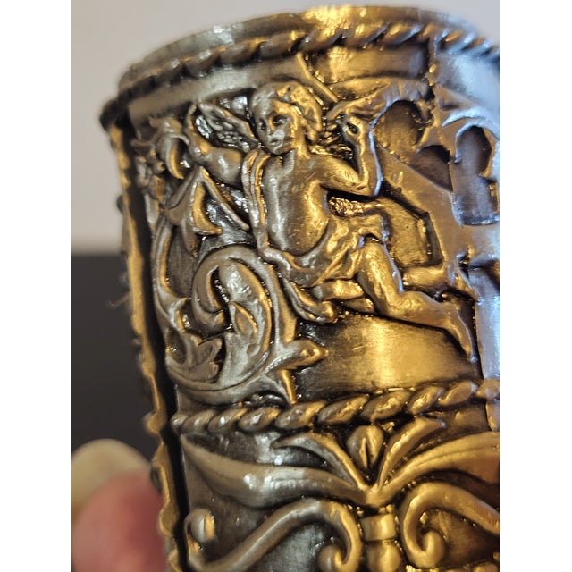 Vintage Stamp Roll Holder Pewter Angels Cherub For Sale - Image 9 of 11