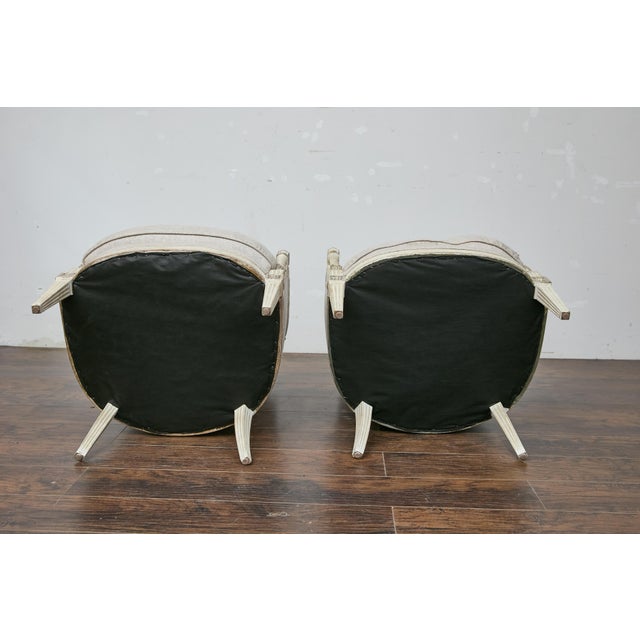 French Pair of 19th Century French Directoire Upholstered Bergères with Twisted Columns For Sale - Image 3 of 12