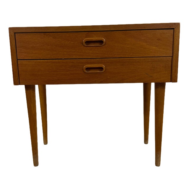 Danish Teak Nightstand with Two Drawers, 1960 For Sale