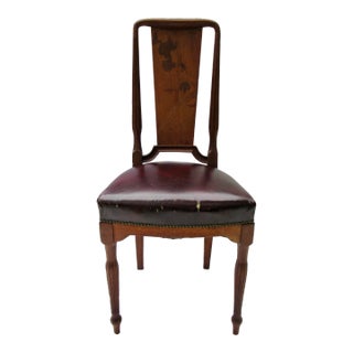 Circa 1890s-1910 French Art Nouveau Louis Marjorelle Attributed Leather Upholstered Side/Accent Chair For Sale
