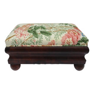 19th Century Mahogany Empire Style Upholstered Footstool For Sale