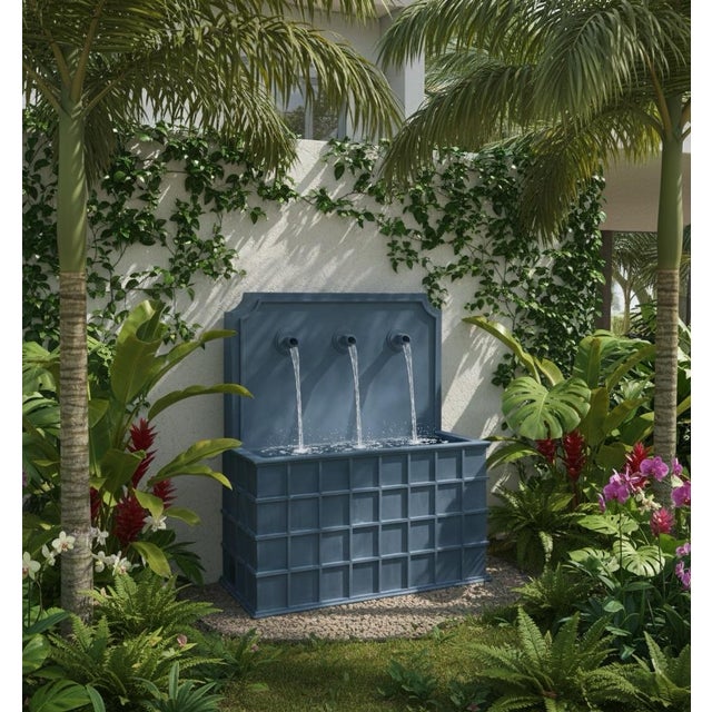 2020s Architectural Lead-Gray Zinc Triple-Spout Wall Fountain For Sale - Image 5 of 7