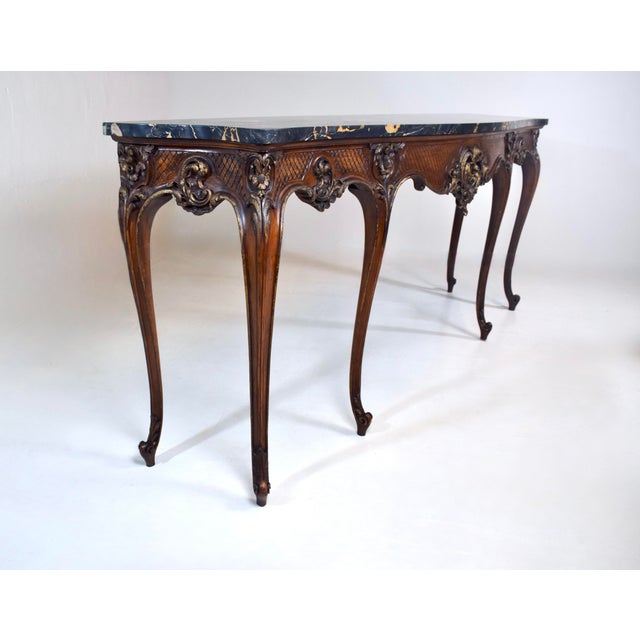 Early 20th Century Monumental Louis XV Style Console Table, Portoro Marble Top, 1920s For Sale - Image 5 of 18