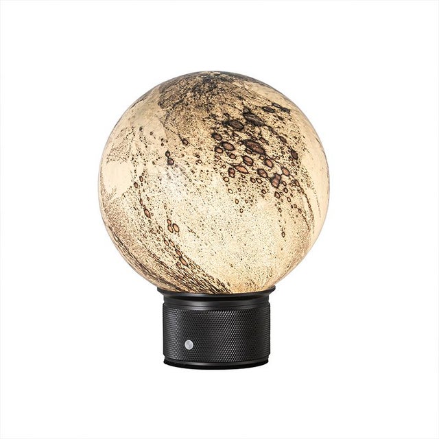 Aloadecor Smoky Grey Hand-Blown Art Glass Globe Table Lamp Cordless Rechargeable Decorative Bedside Lamp With Dimmable Led For Sale - Image 11 of 11