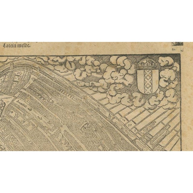 Antique Woodcut Haarlem Map by Sebastian Münster, 1575 For Sale - Image 10 of 12