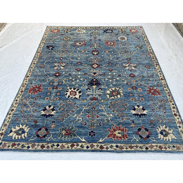 Traditional Cornflower Blue Oushak Rug 8x10 For Sale - Image 3 of 9