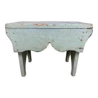 Antique Primitive Apron Front Painted Wood Fireplace Stool For Sale