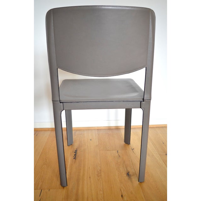 Gray Leather Chairs by Tito Agnoli for Matteo Grassi, 1980s, Set of 4 For Sale - Image 8 of 11