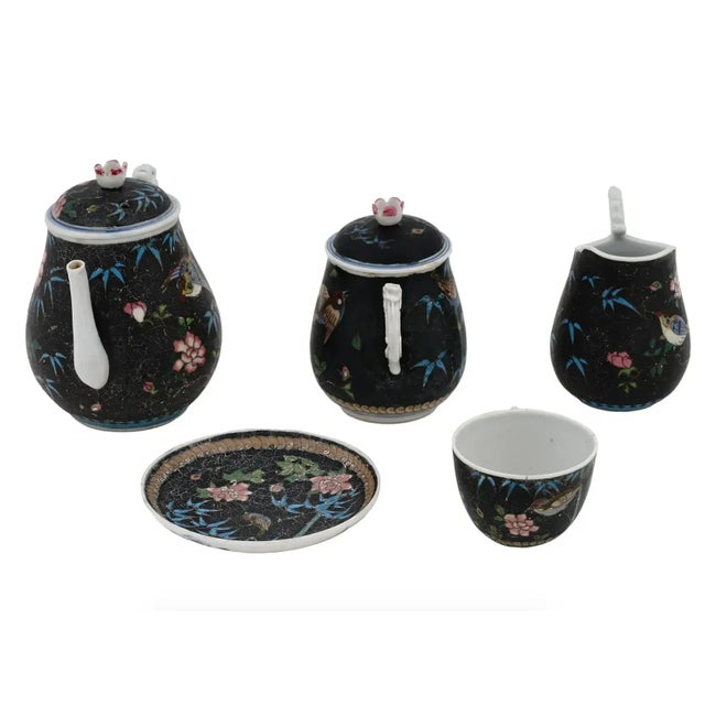 Late 19th Century Late 19th Century Antique Japanese Cloisonne Enamel Porcelain Tea Set- 5 Pieces For Sale - Image 5 of 11