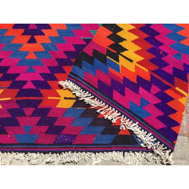 Vintage Diamond Design Kilim Rug - 66" X 113" For Sale - Image 10 of 11