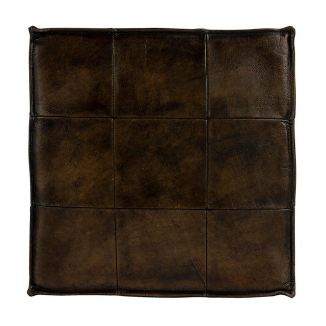 Leon Leather Ottoman, Dark Brown For Sale In Chicago - Image 6 of 7
