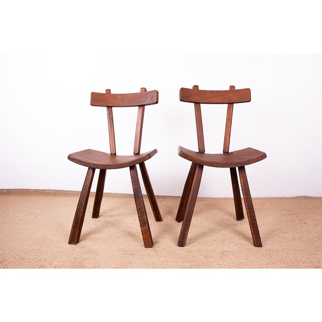 Brutalist Elm Chairs in the style of Jean Touret, 1950s, Set of 2 For Sale - Image 13 of 13