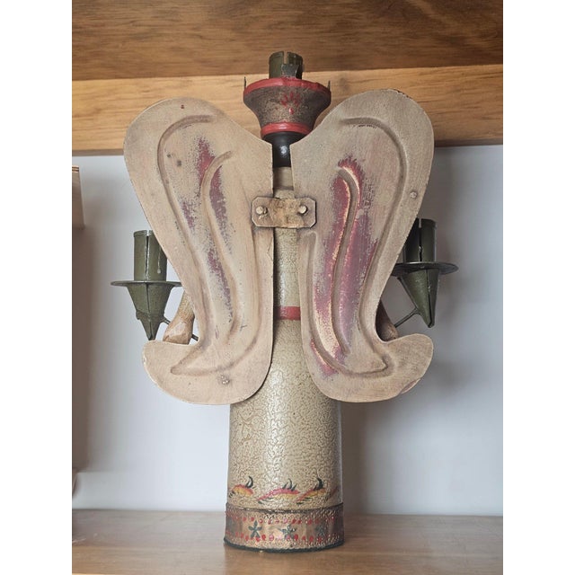 Folk Art Erzgebirge-Style German Wooden Folk Art Angel Christmas/Holiday Collectible For Sale - Image 3 of 6