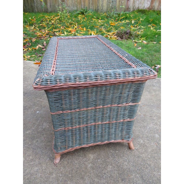 Vintage Palecek Wicker & Rattan Storage Trunk Blanket Chest Victorian Style Boho For Sale - Image 10 of 13