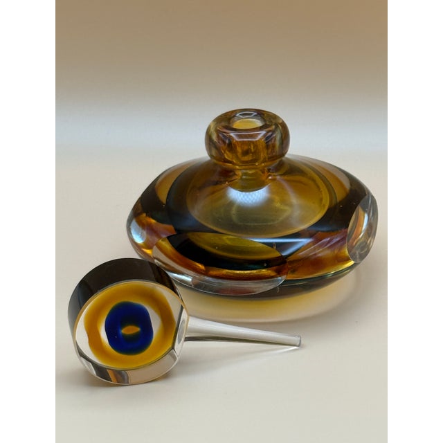 Vintage Murano-Style Sommerso Art Glass Perfume Bottle With Bullseye Stopper For Sale In Seattle - Image 6 of 9