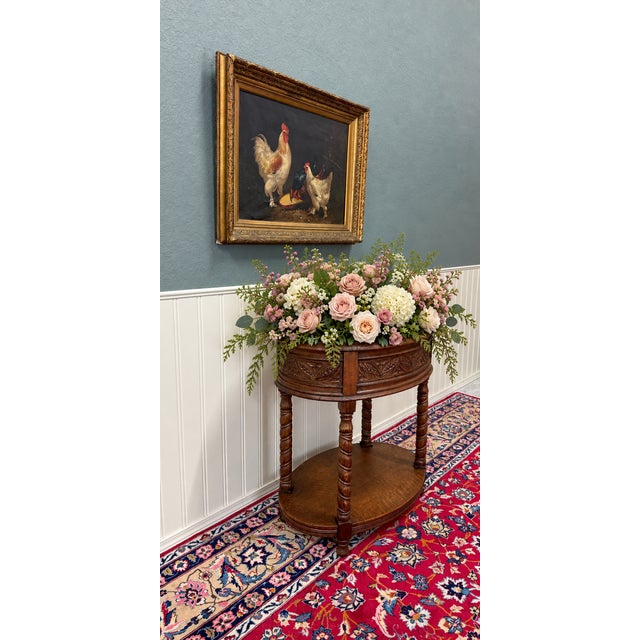 Brown Antique French Oak Barley Twist Standing Planter Jardinière Liner C. 1930s For Sale - Image 8 of 17