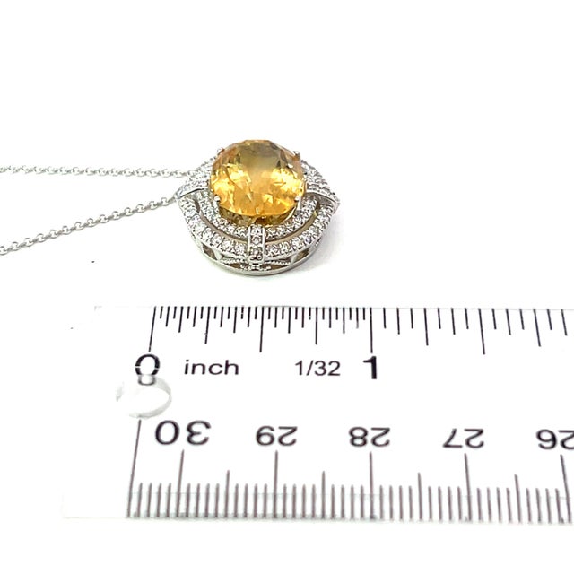 Natural Citrine Diamond Necklace 14k Gold 11.93 TCW Certified For Sale - Image 10 of 11