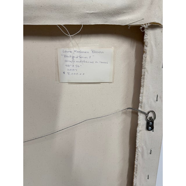 Wood 2007, Backyard Series I, Contemporary Abstract Expressionist Landscape, Acrylic Paint and Charcoal on Canvas, Artist Louise Freshman Brown For Sale - Image 7 of 8