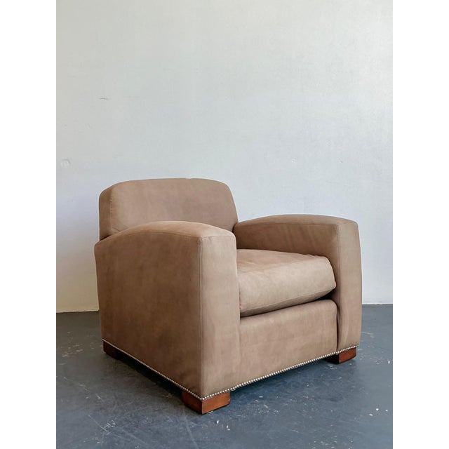 Vintage Ralph Lauren “Grant” Suede Club Chair For Sale - Image 11 of 17