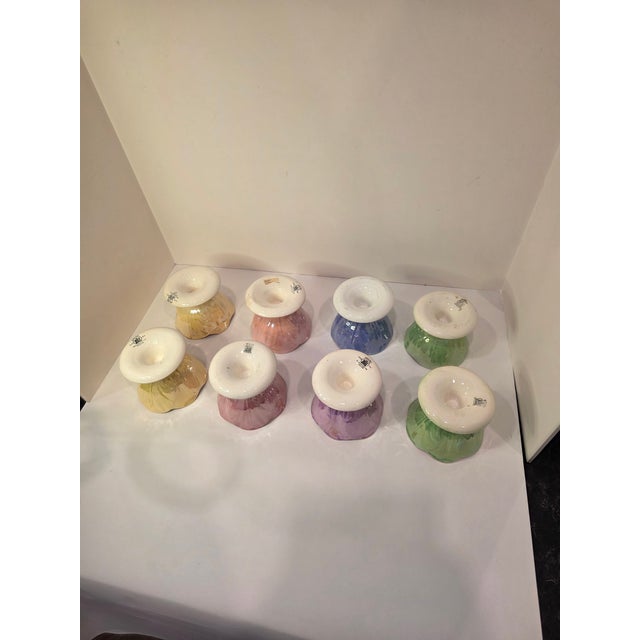 Gemstone Vintage English Pearl Lustre Stemmed Dessert Bowls - Set of Eight For Sale - Image 7 of 9