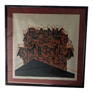 Framed and Signed 1969 Bank of America Color Tinted Lithograph