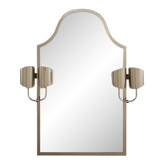 Quinton Nickel Mirror With Sconces For Sale