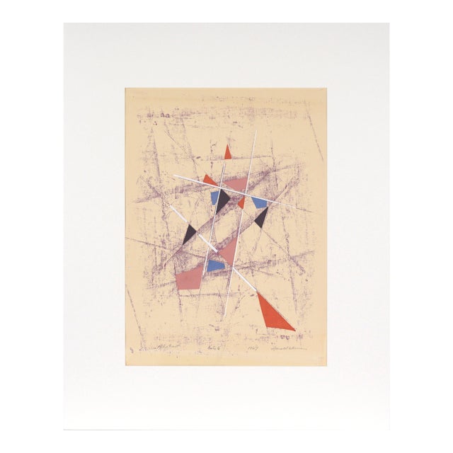 Geometric Abstract Lithograph in the Style of Kandinsky by Harold Weiner For Sale