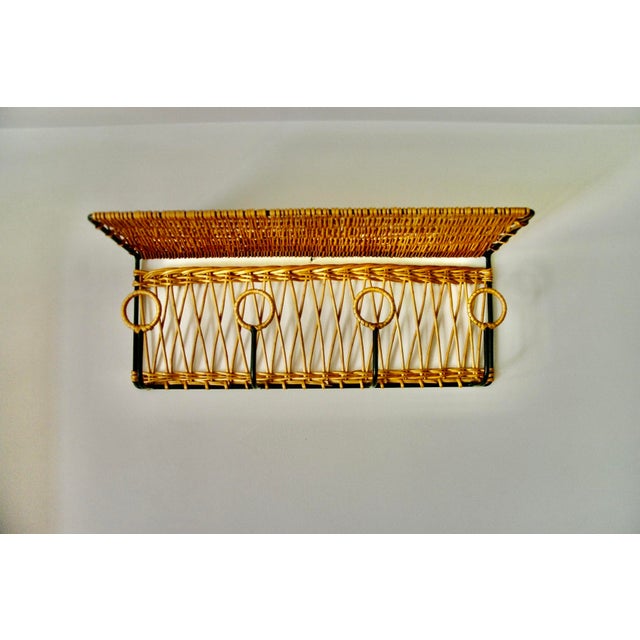 Wicker and Wrought Iron Coat Rack attributed to Jacques Adnet, 1960 For Sale - Image 10 of 10