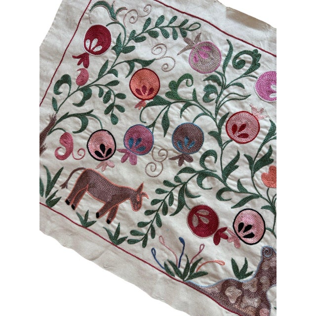 Horse and Donkey Suzani Wall Hanging For Sale - Image 4 of 7